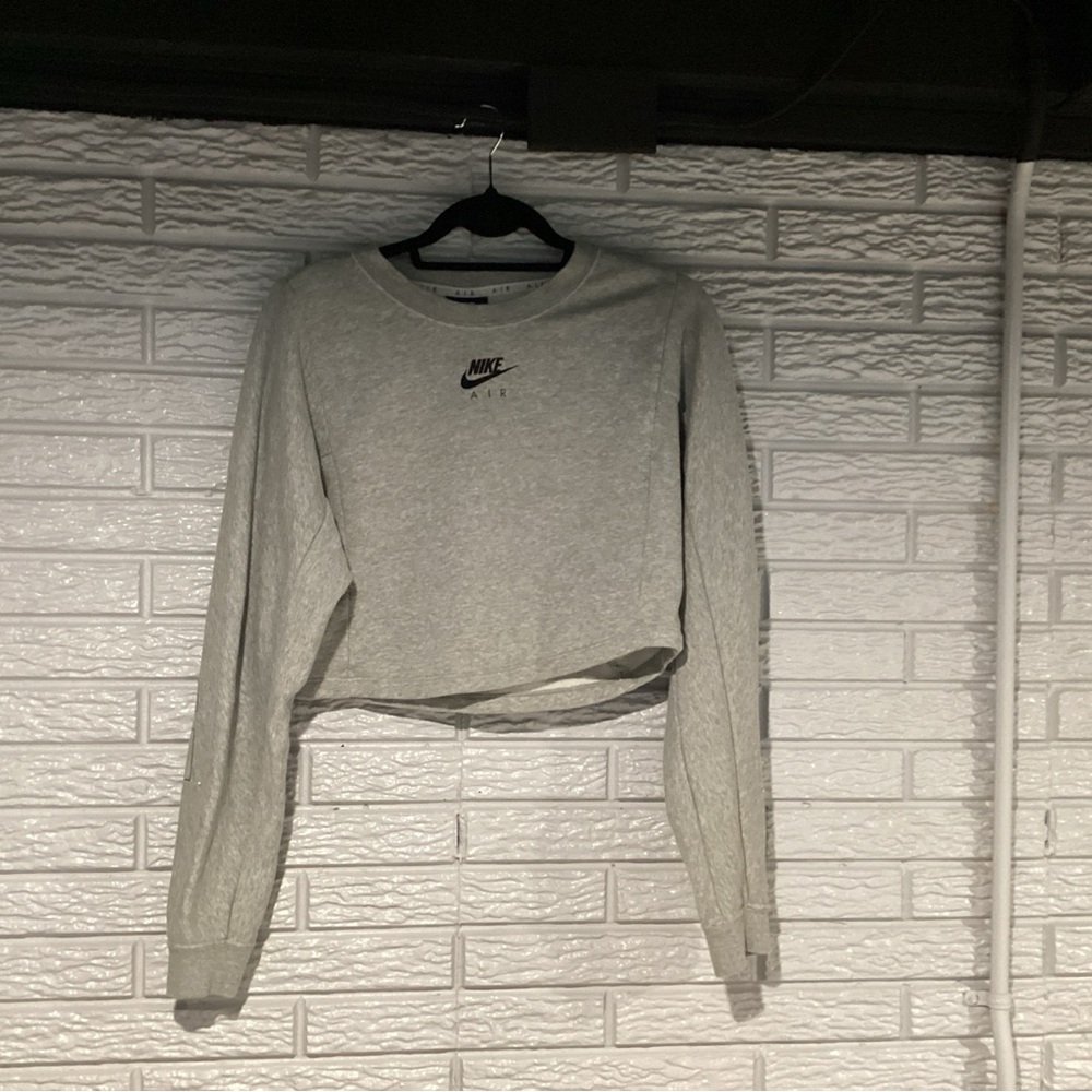 Nike Air Light Gray Cropped Double Sided Sweatshirt Women’s Medium